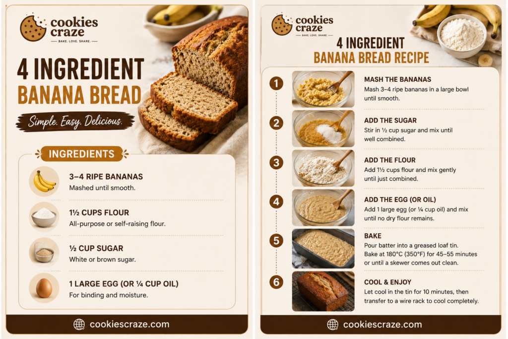 4 ingredient banana bread with oil